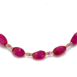 Ulfa - Collier acier fuchsia
