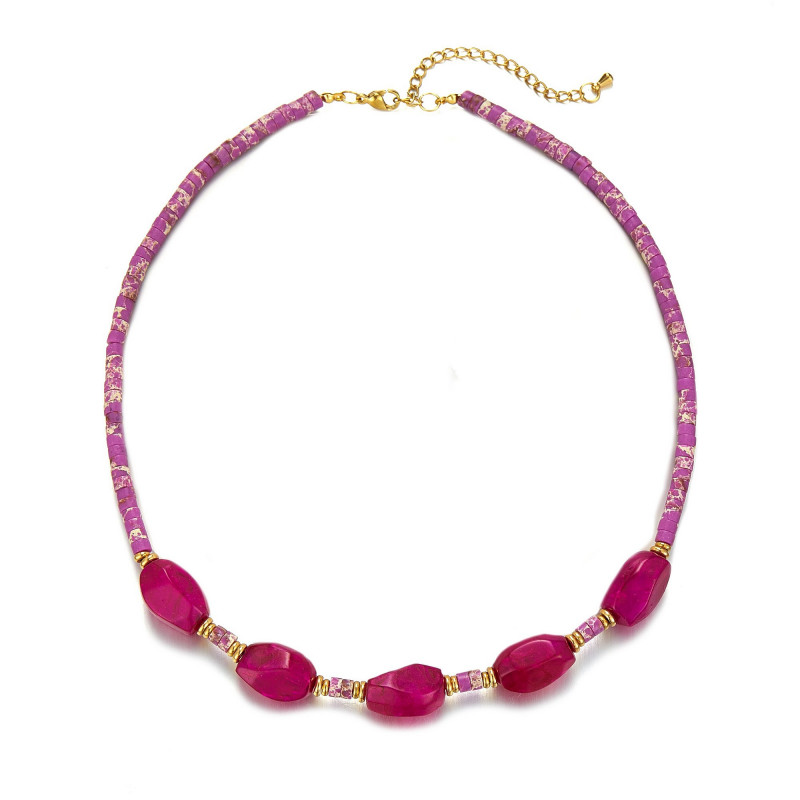 Ulfa - Collier acier fuchsia