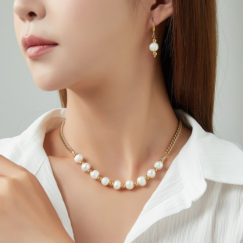 Uneke - Collier Acier perles