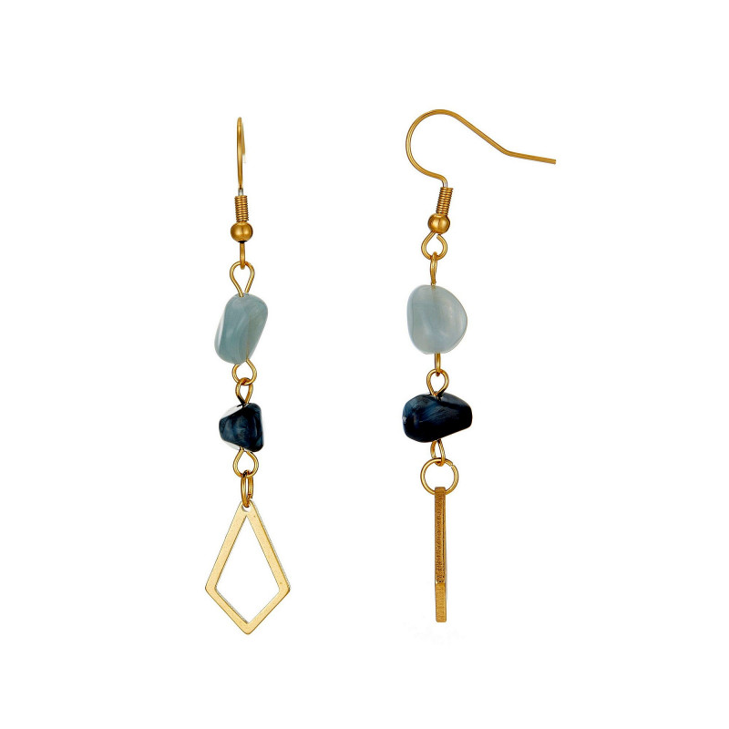 Unnak - Acier Boucle d'oreille bleue