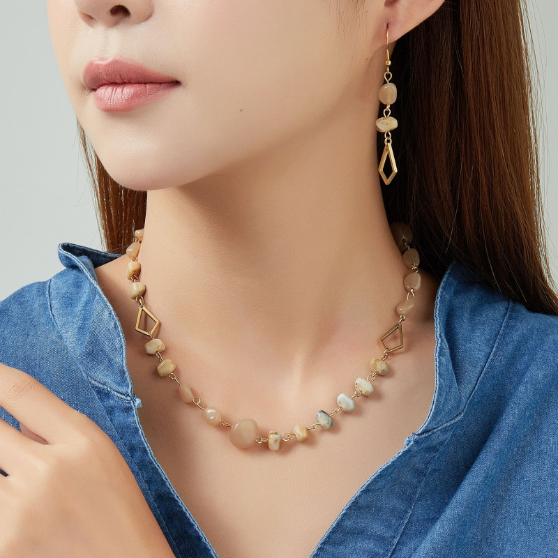 Unnak - Collier Acier beige