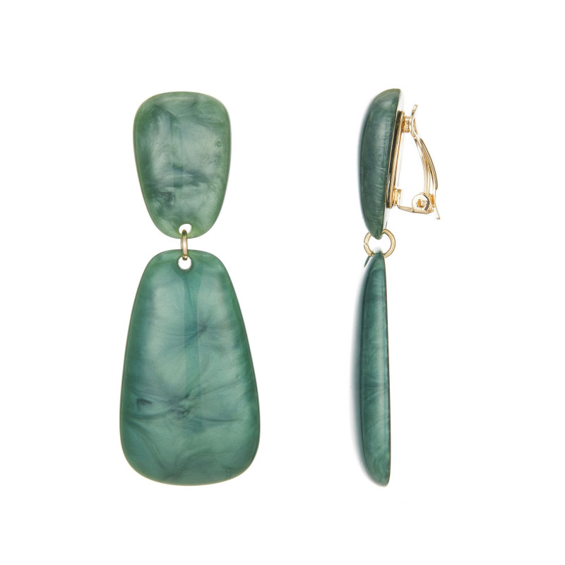 Edmee - Boucle d'oreille clip Verte