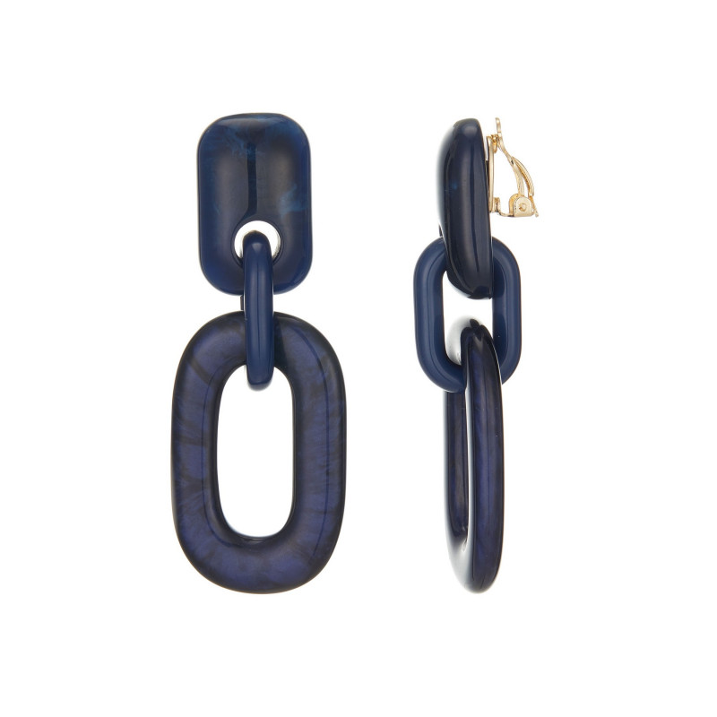 Elida - Boucle d'oreille clip Bleue marine