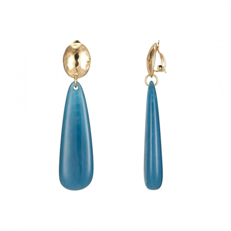 Eduina - Boucle d'oreille clip Bleue canard