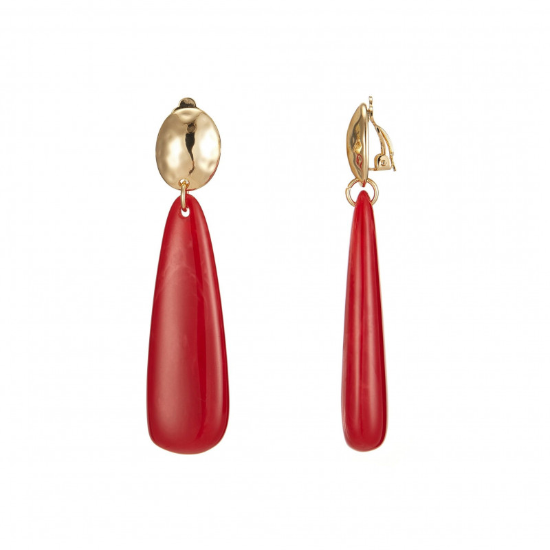 Eduina - Boucle d'oreille clip Rouge