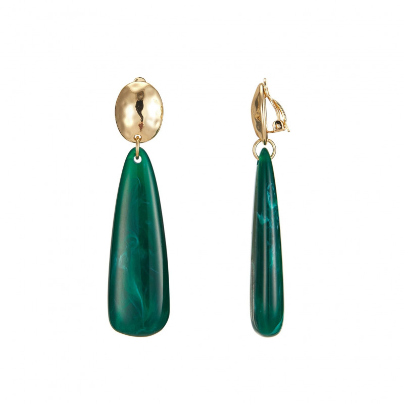 Eduina - Boucle d'oreille clip Verte