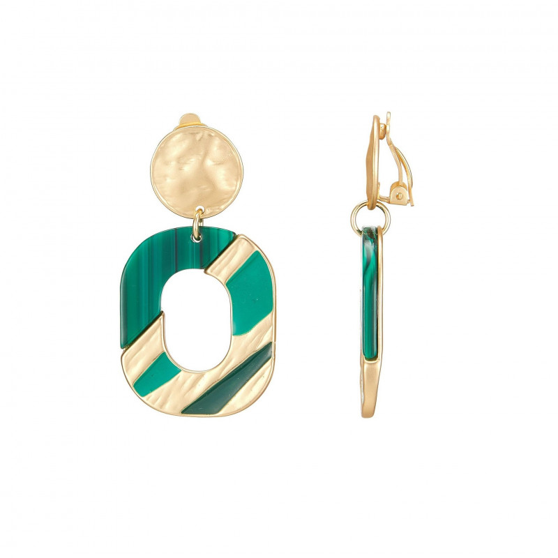 Elisaveta - Boucle d'oreille clip Verte