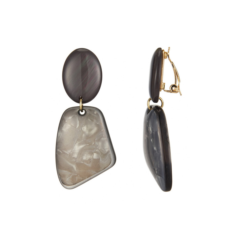 Ernestine - Boucle d'oreille clip Grise