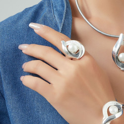 Geneva - Bague élastique argentée