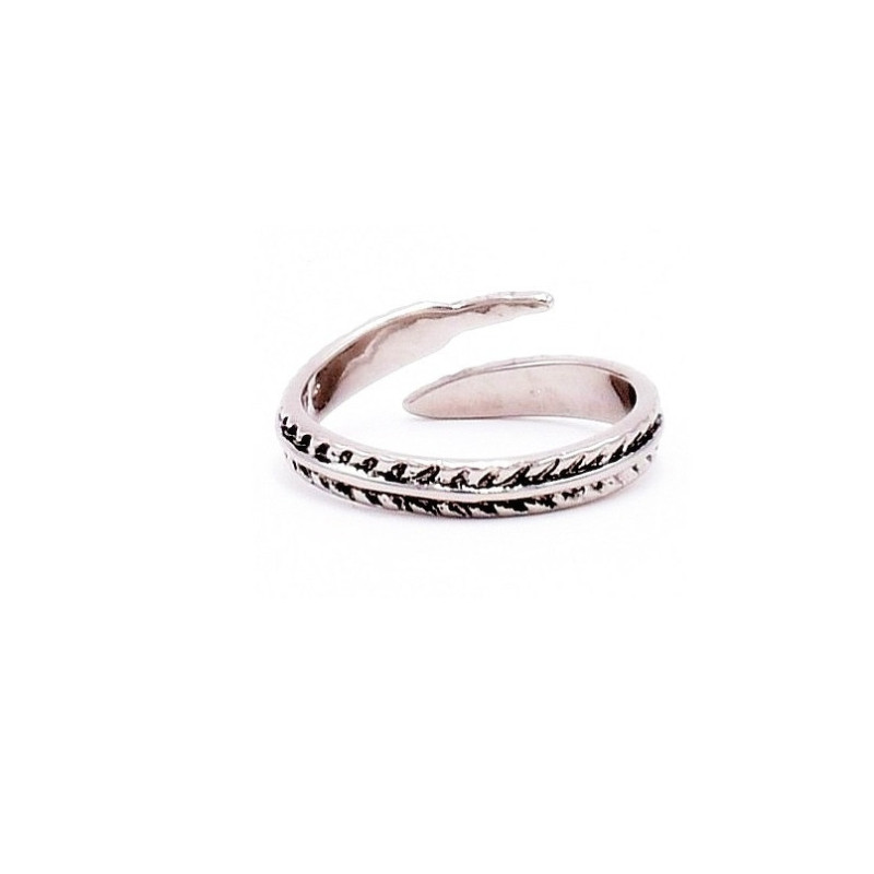 Bague Fantaisie Réglable En Métal Argenté - Modèle Fleur Rose Avec Filigrane, Taille 14 Mm, Neuf Sans Emballage