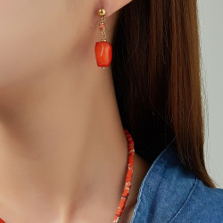Ulfa - Acier Boucle d'oreille tige orange
