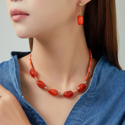 Ulfa - Collier acier fuchsia