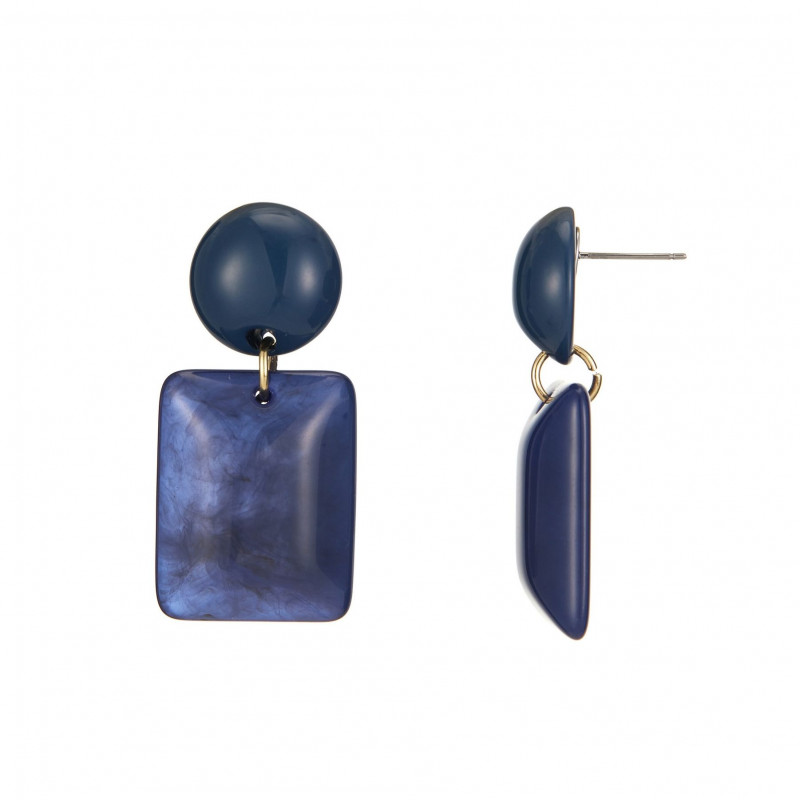 Elina - Boucle d'oreille tige Bleue marine