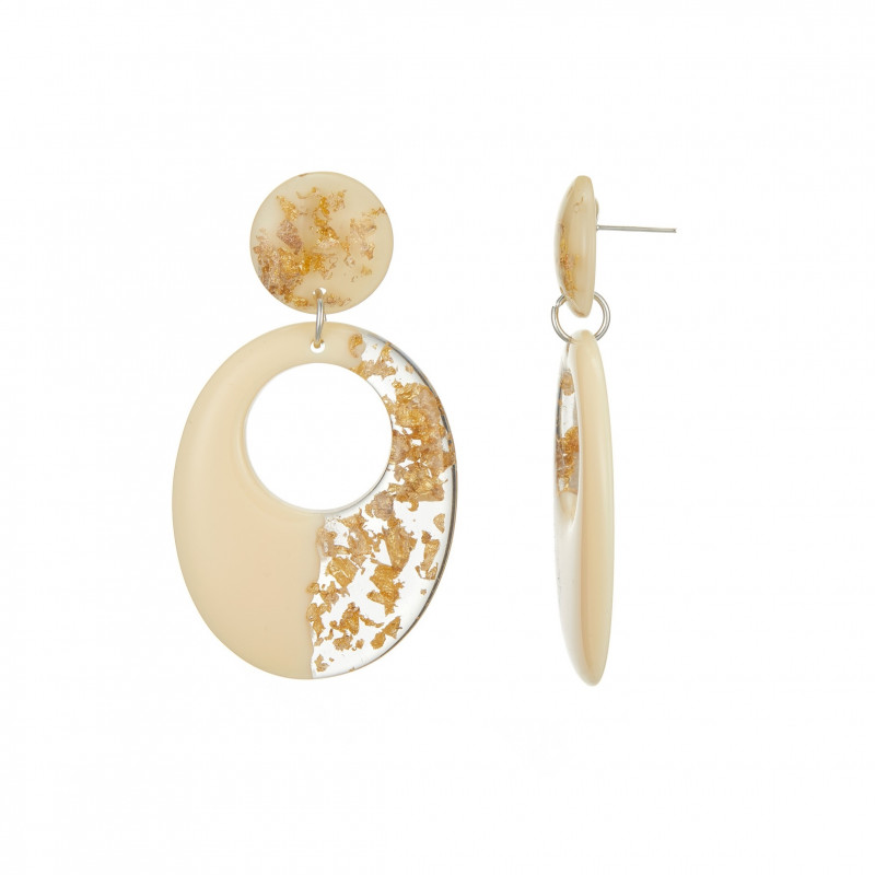 Fanchon - Boucle d'oreille percée beige