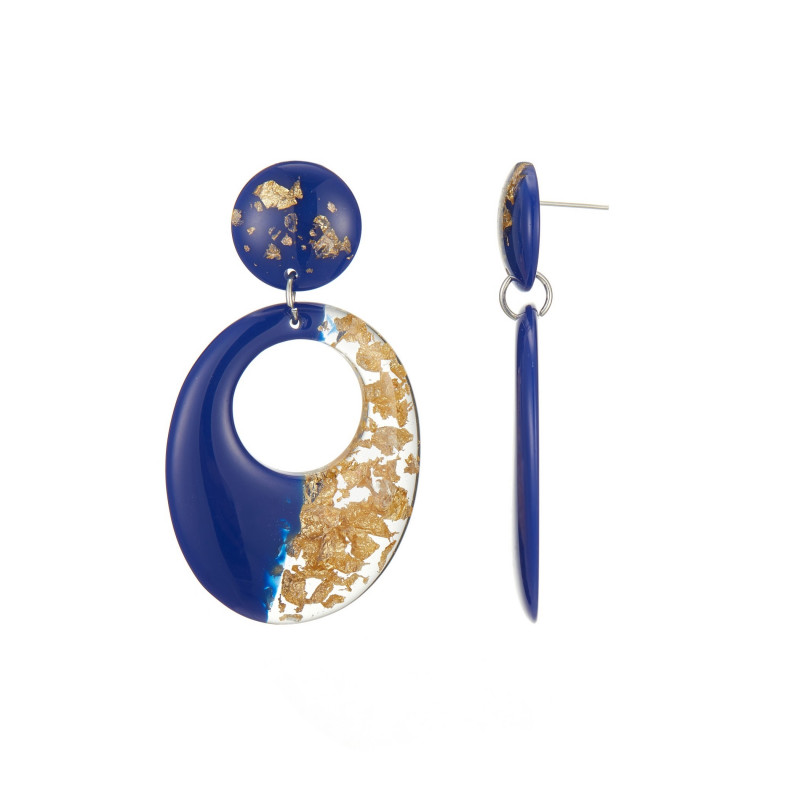 Fanchon - Boucle d'oreille percée bleue