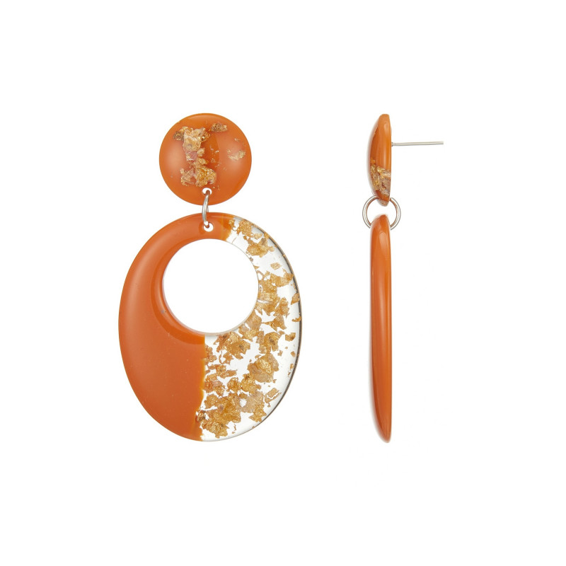 Fanchon - Boucle d'oreille percée orange