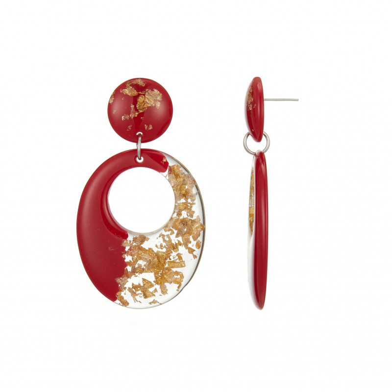 Fanchon - Boucle d'oreille percée rouge