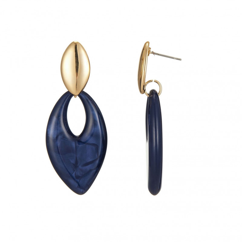 Evangelina - Boucle d'oreille tige Bleue marine