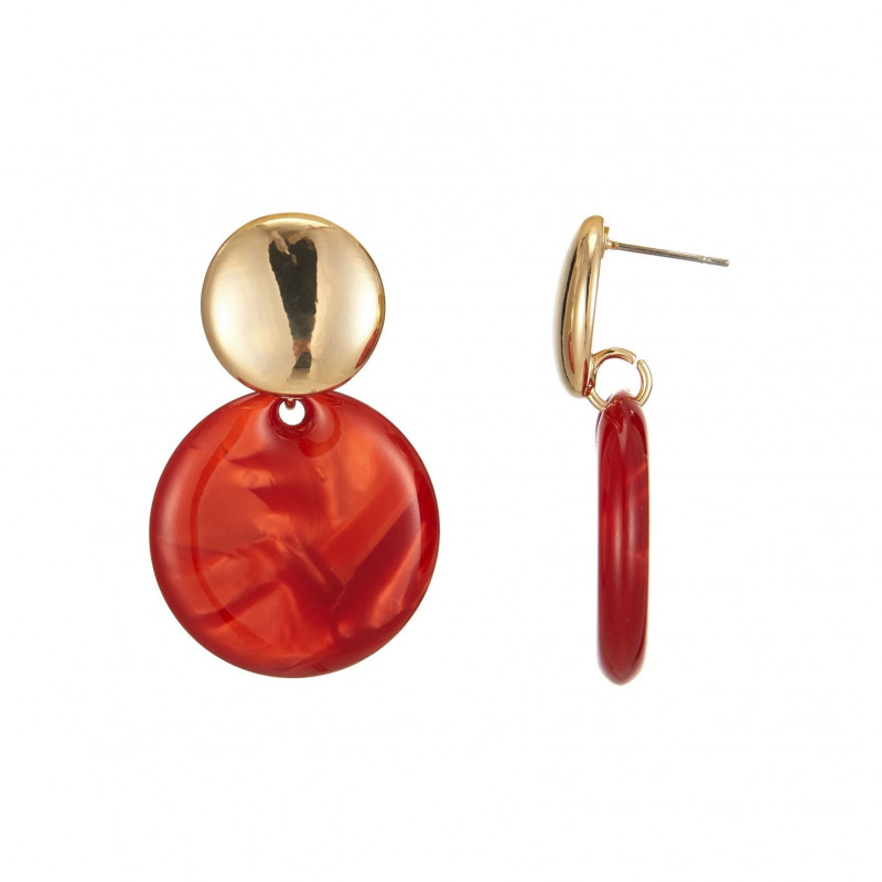 Evelia - Boucle d'oreille tige Rouge