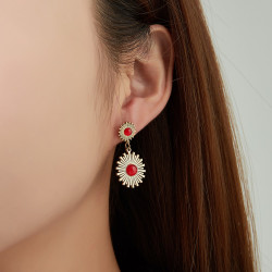Ulka - Acier Boucle d'oreille tige Rouge