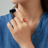 Undis - Bague Acier réglable Rouge
