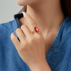 Undis - Bague Acier réglable Blanche