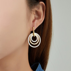 Uneka - Acier Boucle d'oreille tige Bicolore