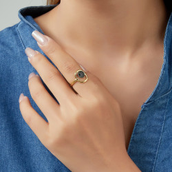 Unnfrid - Bague Acier réglable Blanche