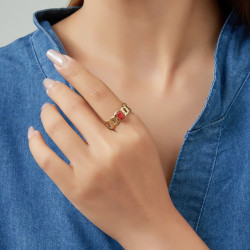 Unny - Bague Acier réglable Blanche