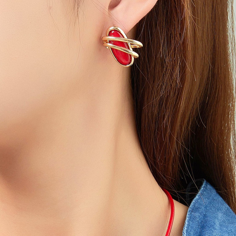 Ekila - Boucle d'oreille tige Rouge