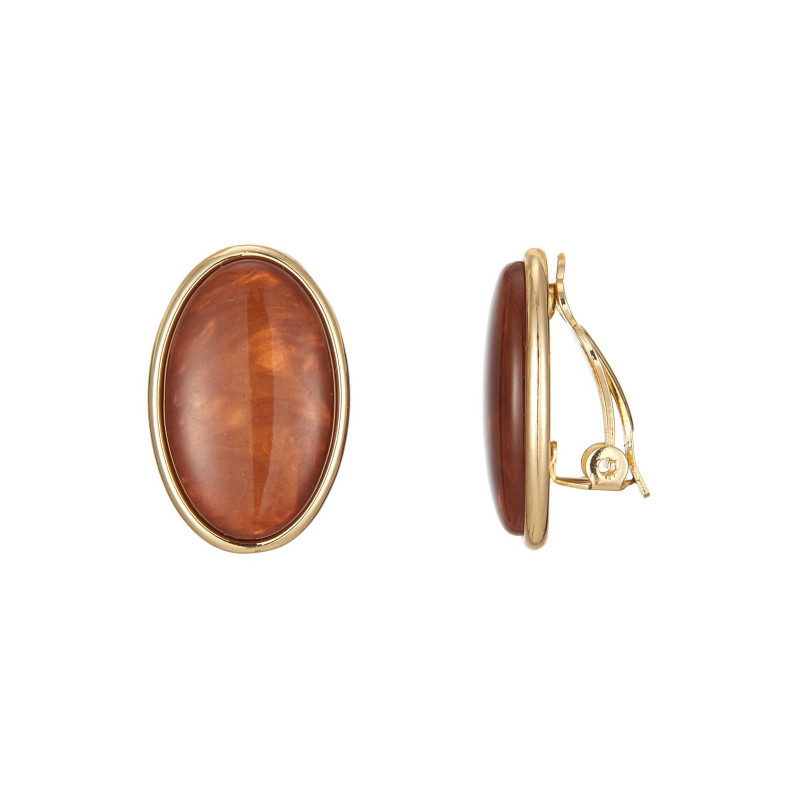 Eirene - Boucle d'oreille clip Marron