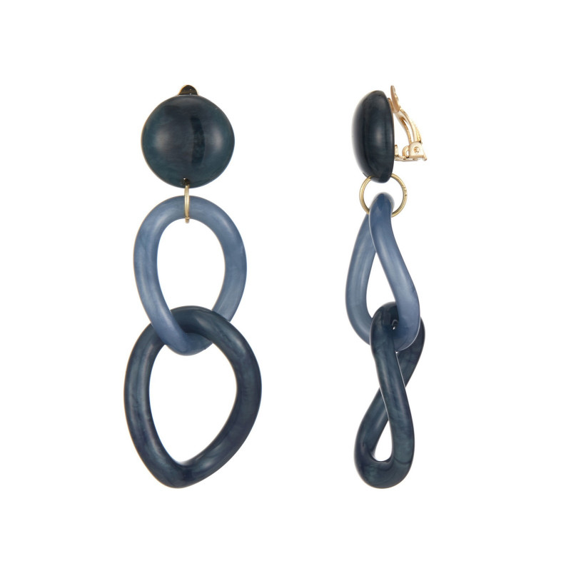 Emeline - Boucle d'oreille clip Bleue