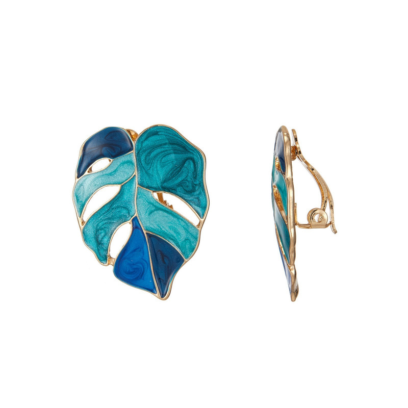 Binta - Boucle d'oreille clip Bleue