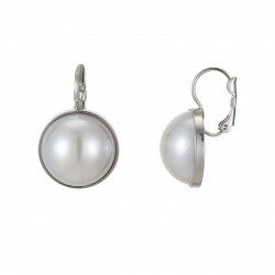 Salamate - Boucle d'oreille dormeuse argentée Blanche