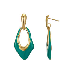 Uchenna - Boucle d'oreille tige acier Verte