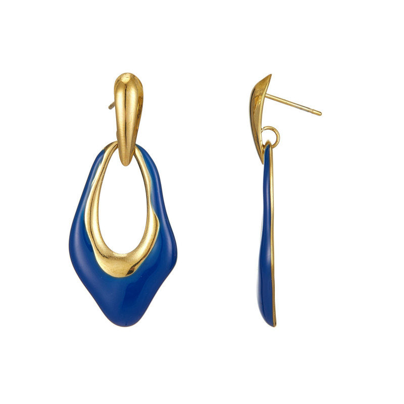 Uchenna - Boucle d'oreille tige acier Bleue marine
