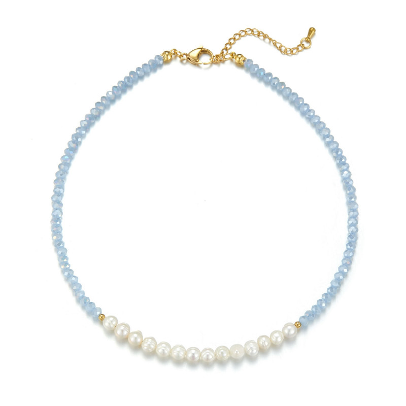 Udve - Collier acier Bleu ciel