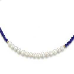 Udve - Collier acier Bleu marine