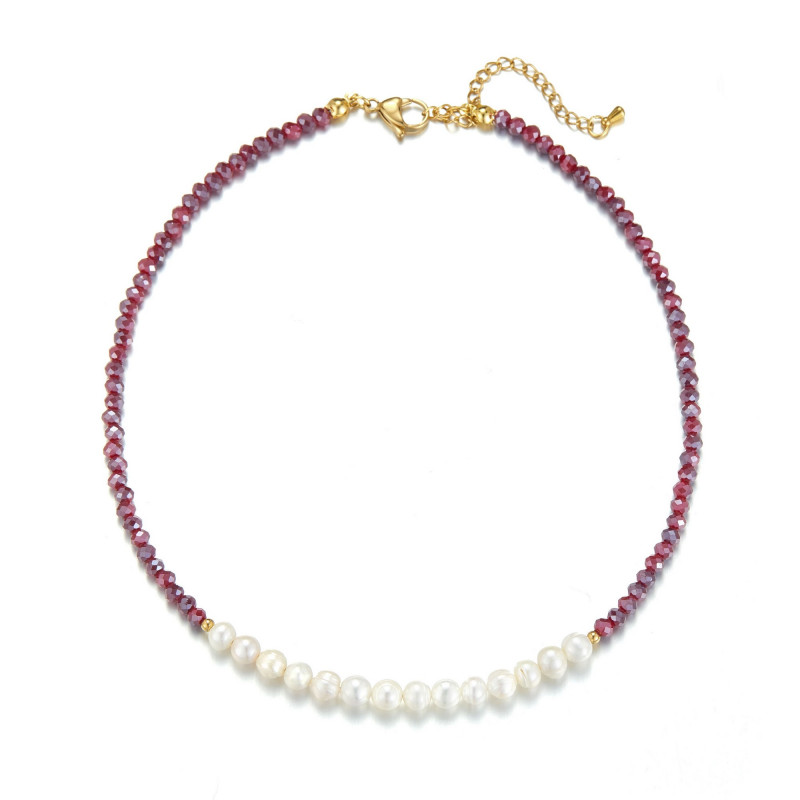 Udve - Collier acier Bordeaux
