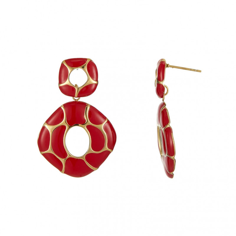 Urenna - Boucle d'oreille tige acier Rouge