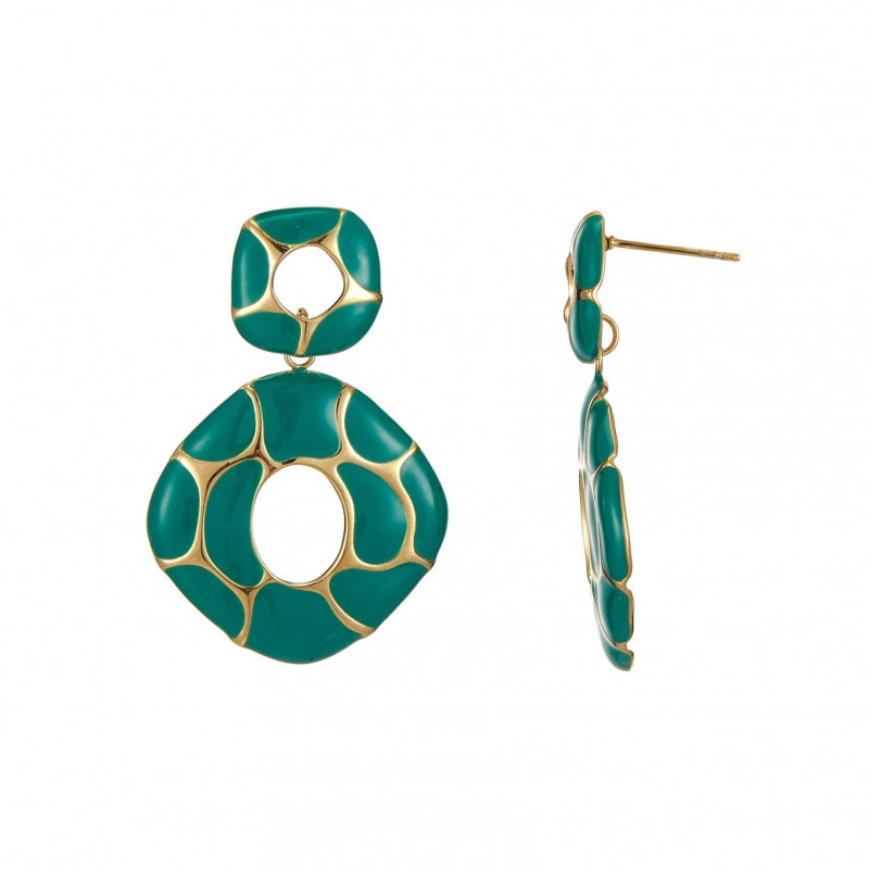 Urenna - Boucle d'oreille tige acier Verte