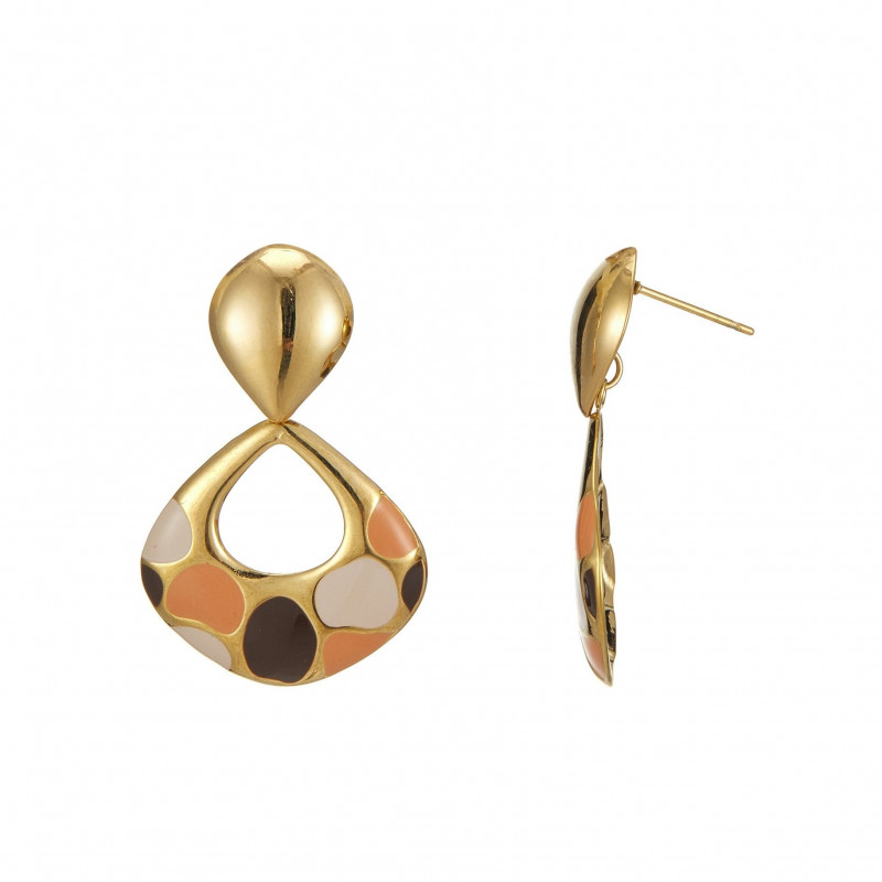 Urvasi - Boucle d'oreille tige acier Marron