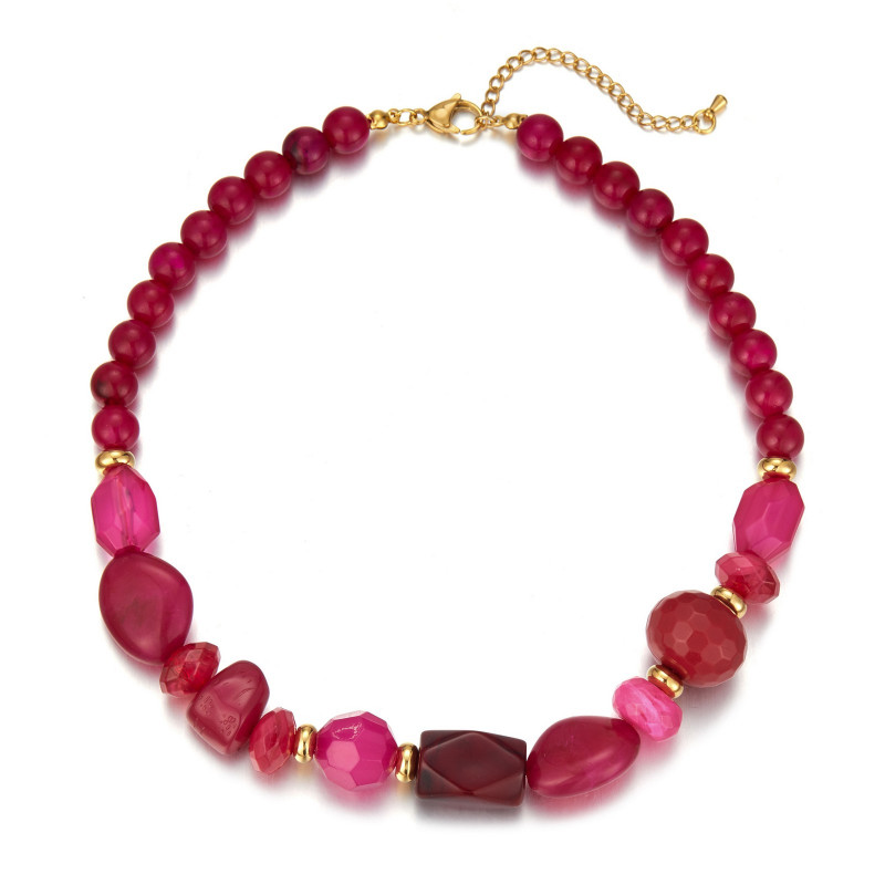 Unelma - Collier Acier Fuchsia