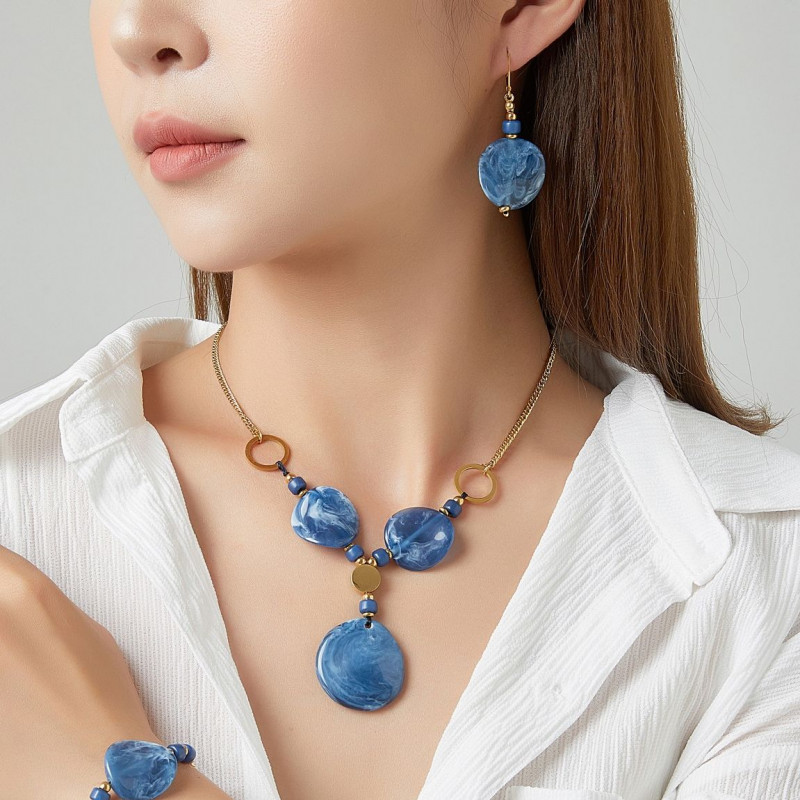 Urako - Collier Acier Bleu