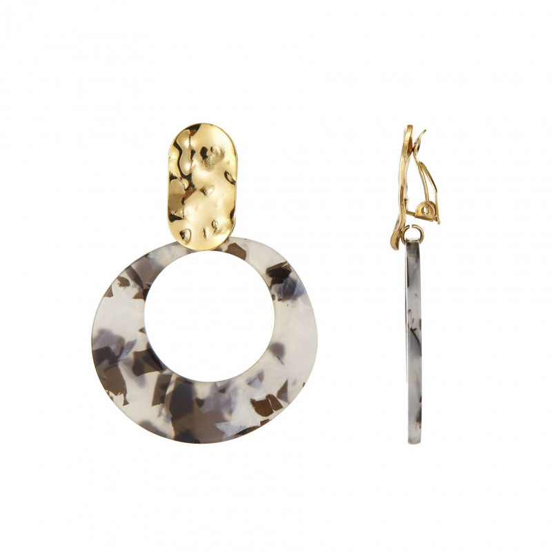 Ulfak - Boucle d'oreille acier clip Noire