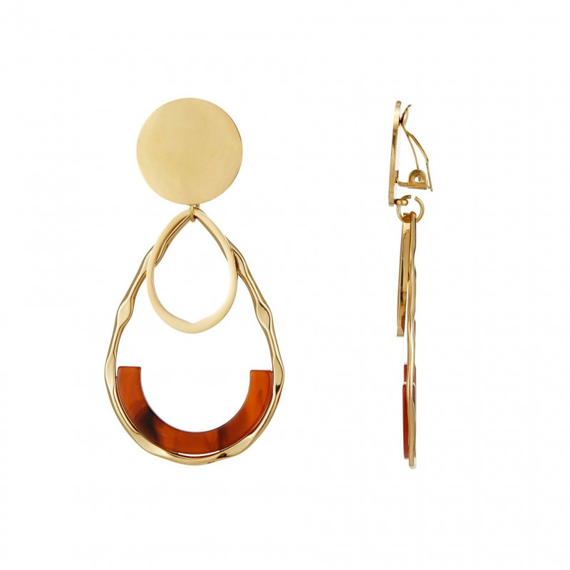 Unna - Boucle d'oreille acier clip Marron