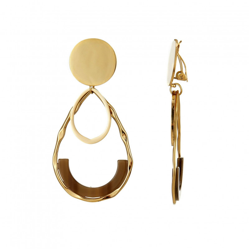 Unna - Boucle d'oreille acier clip Taupe