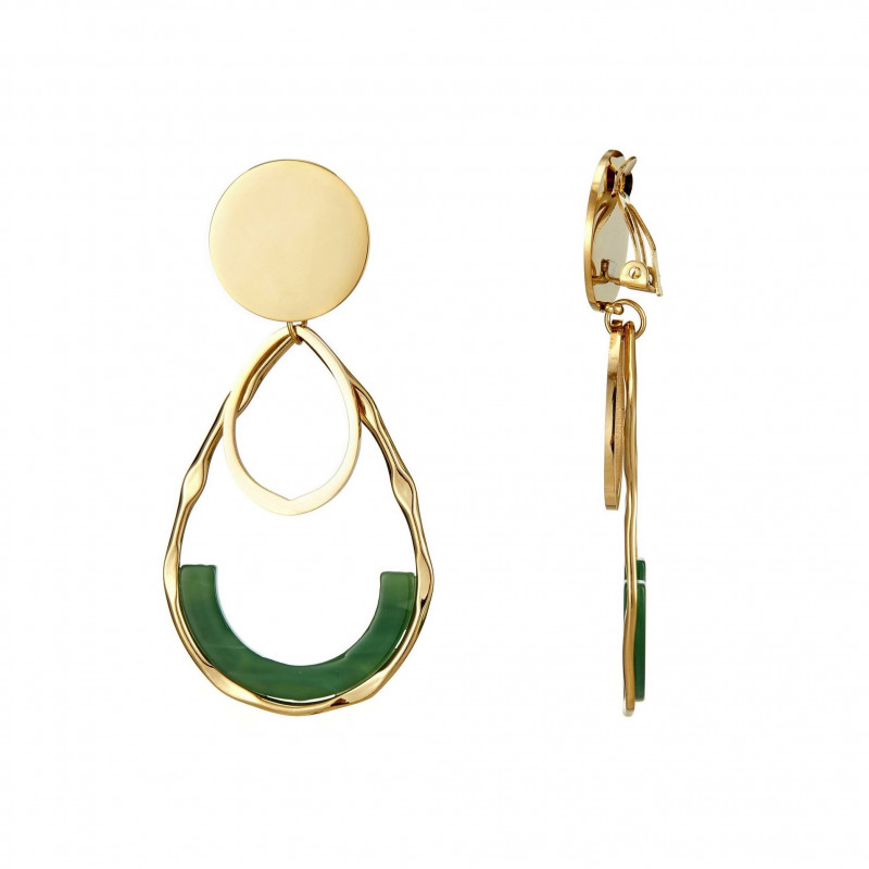 Unna - Boucle d'oreille acier clip verte