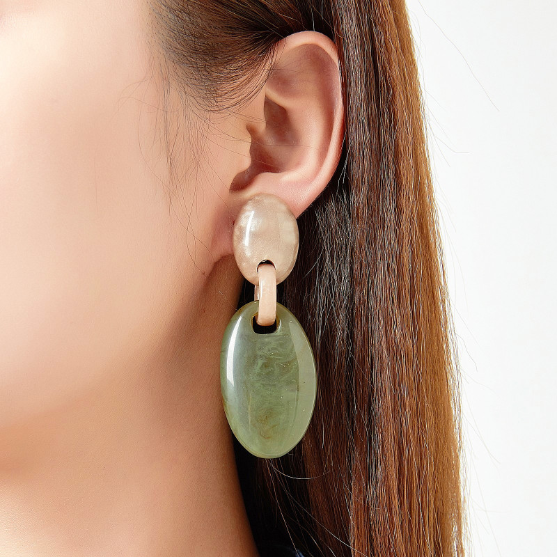 Estelle - Boucle d'oreille clip Verte