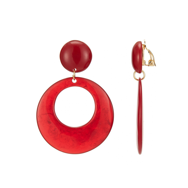 Eugenie - Boucle d'oreille clip Rouge